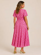 CHARLOTTE | FLORAL PRINT MAXI DRESS WITH A V-NECK AND HIGH WAIST.