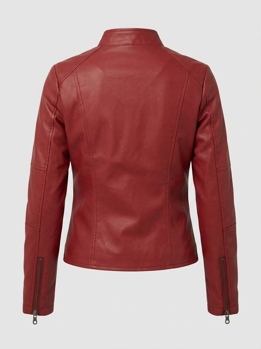 Seraphina — High-Neck Faux Leather Jacket