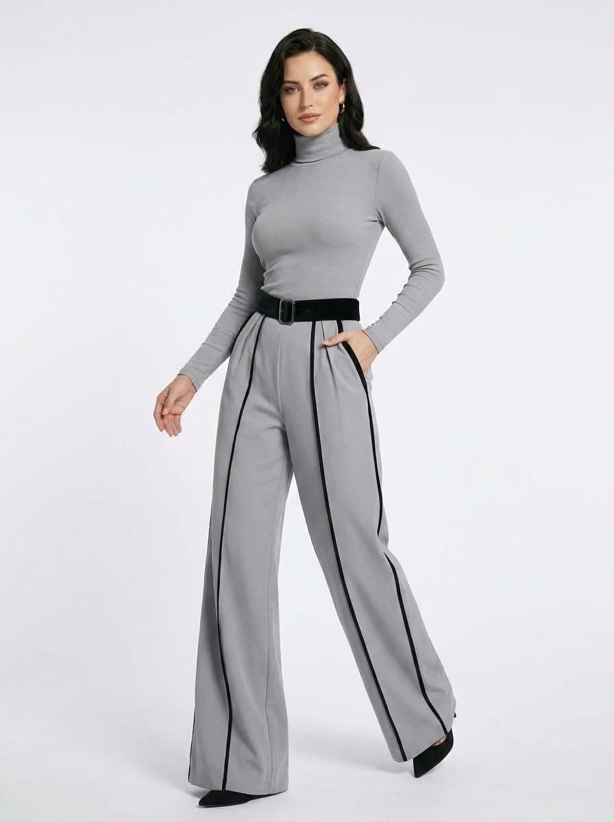 Elysia — Contrast Panel Wide-Leg Set