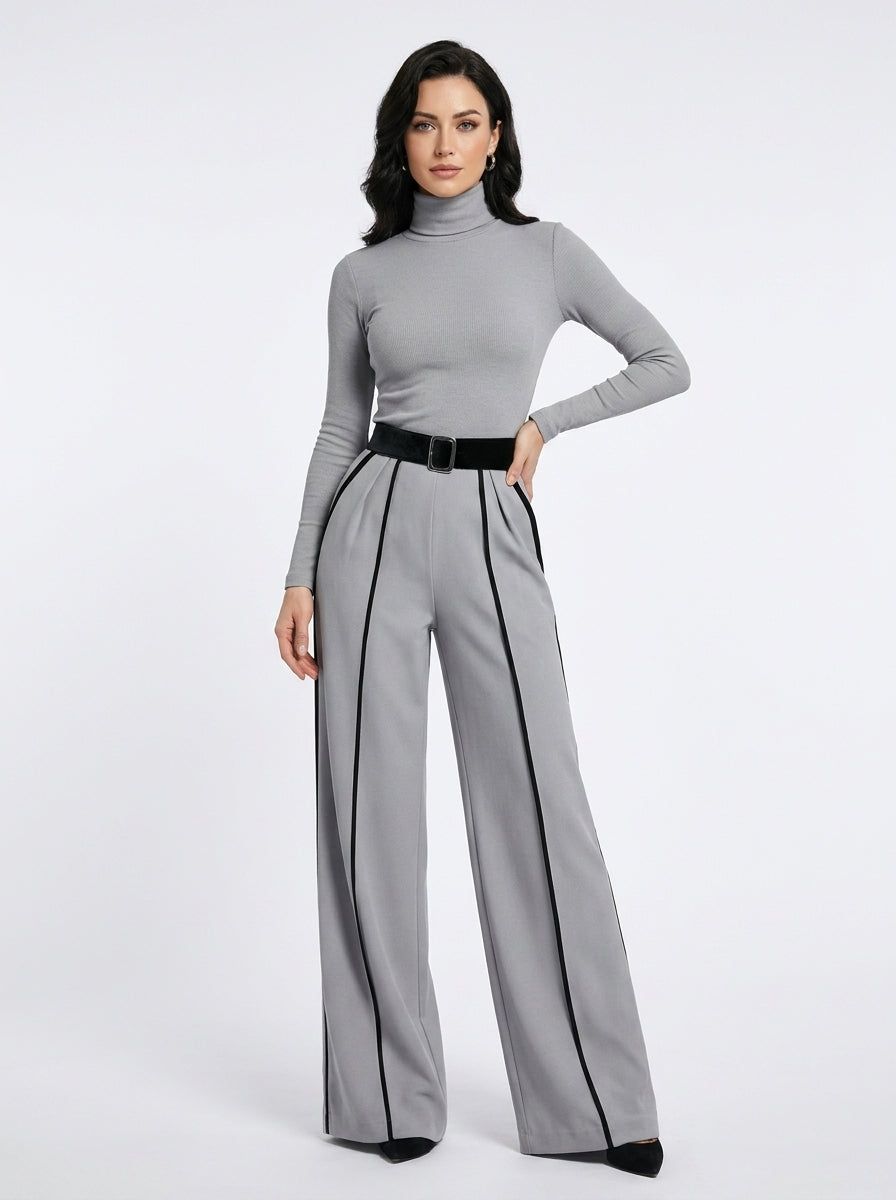 Elysia — Contrast Panel Wide-Leg Set