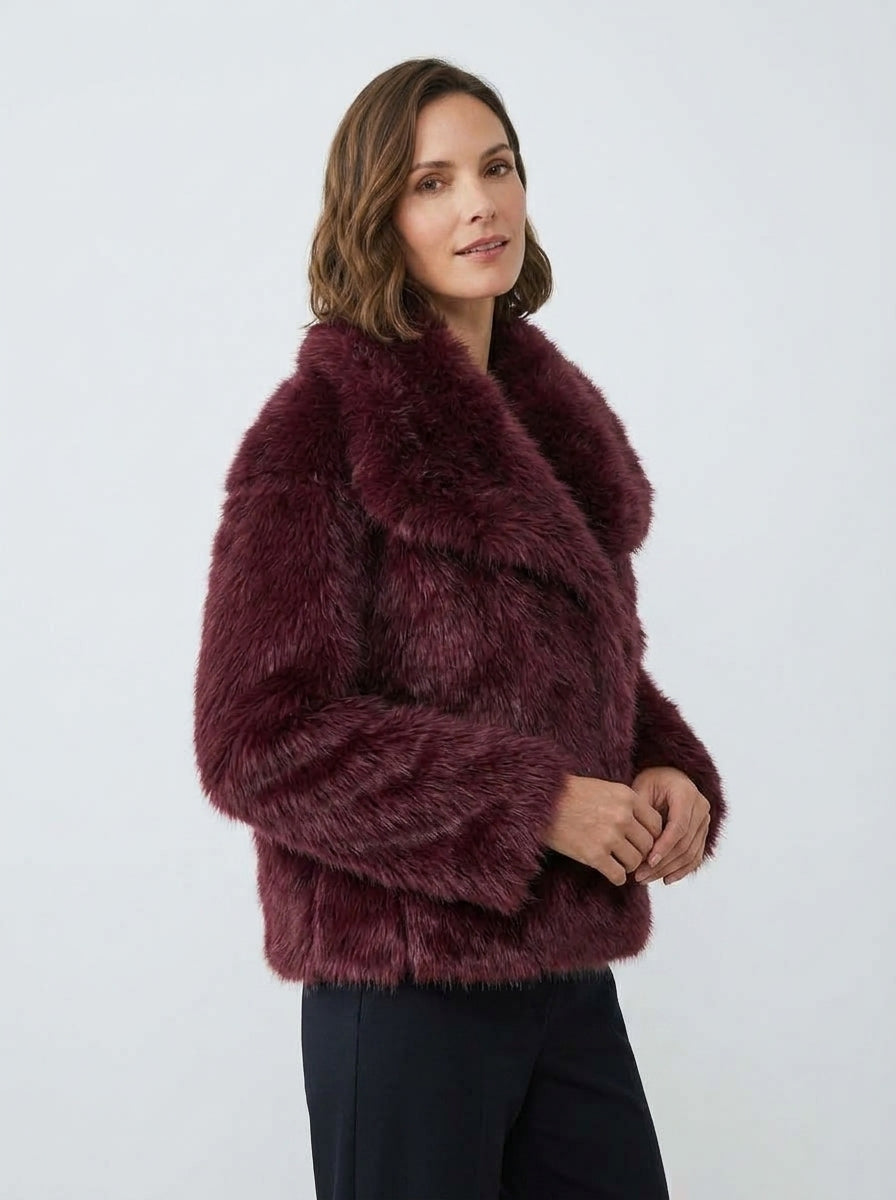 Vienza — High-Neck Faux Fur Coat